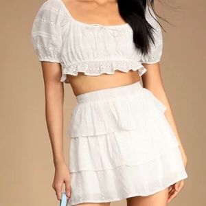 Blissful and Beautiful White Eyelet Two-Piece Mini Dress